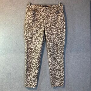Nine West Gramercy Skinny Ankle Women's Sz‎ 14 Brown Leopard Print Stretch Jeans